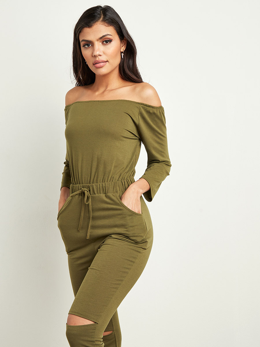 Styli Slash Knee Detail Bardot Lounge Jumpsuit-women-clothing-nightwear-pyjamas-longsets-image-2