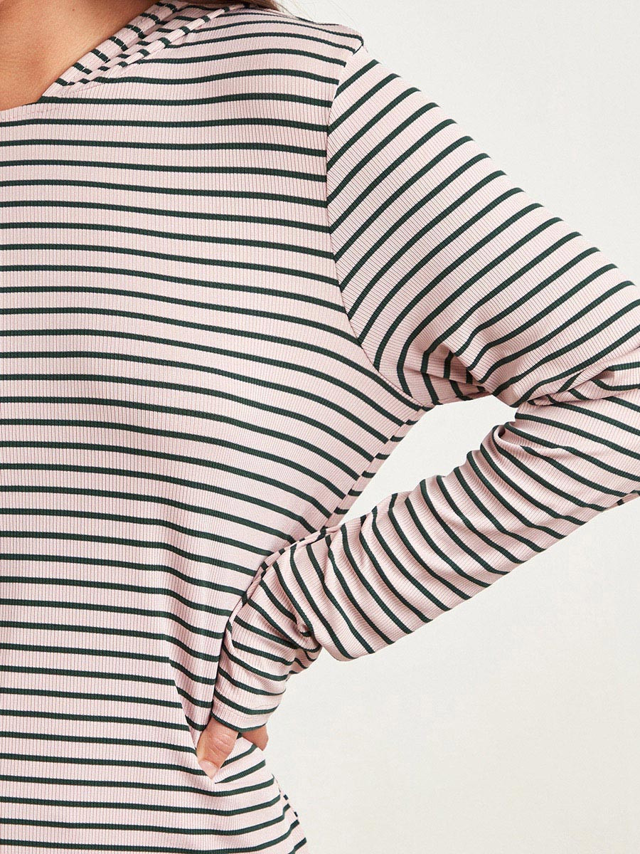 مجموعة من هودي مخطط بأكمام طويلة وبنطلون من ستايلي-women-clothing-nightwear-pyjamas-longsets-image-4