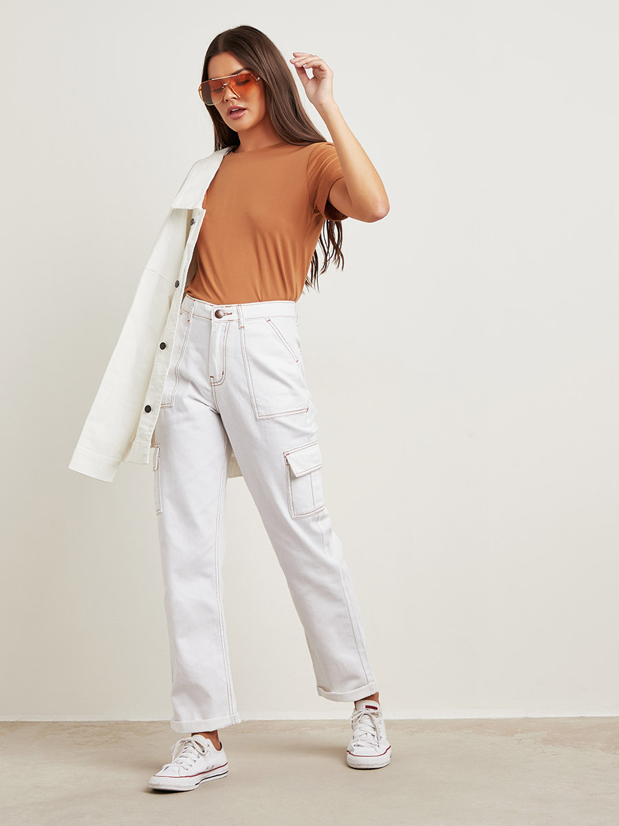 Contrast Stitch Detail Utility Mom Jeans with Cargo Pockets-women-clothing-bottoms-jeans-image-2