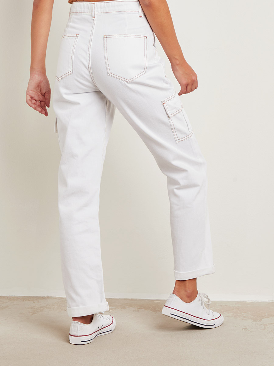 Contrast Stitch Detail Utility Mom Jeans with Cargo Pockets-women-clothing-bottoms-jeans-image-4