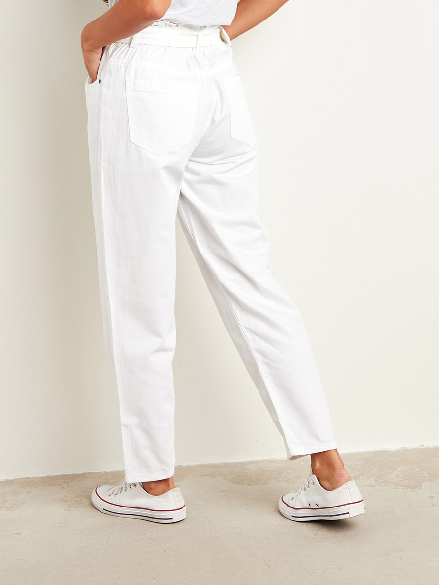Elasticated Paperbag Waist Belted Mom Jeans-women-clothing-bottoms-jeans-image-4