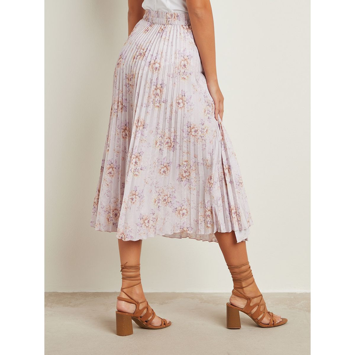 Floral Printed Pleated Midi Skirt-women-clothing-skirts-image-4