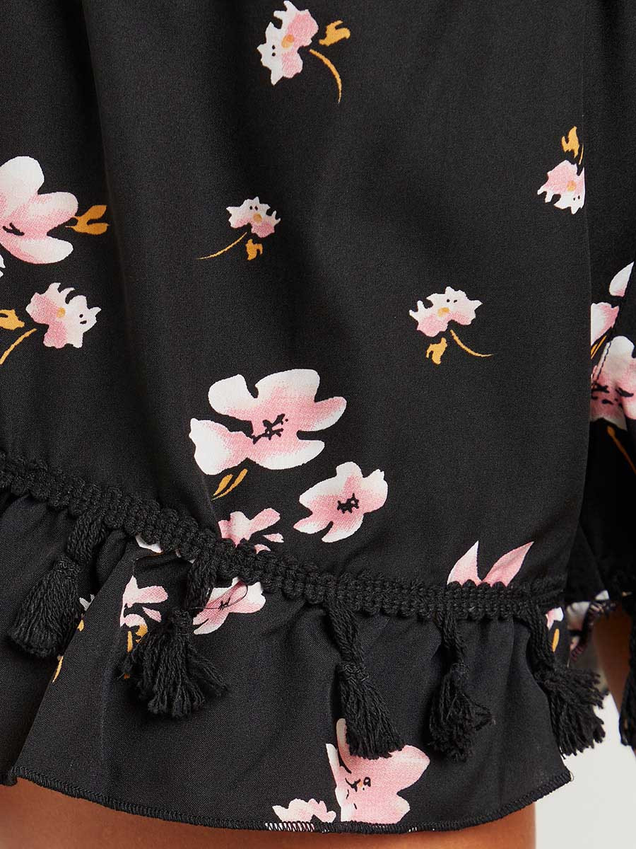 شورت مطبوع بتفاصيل كشكش من ستايلي-women-clothing-shorts-image-4