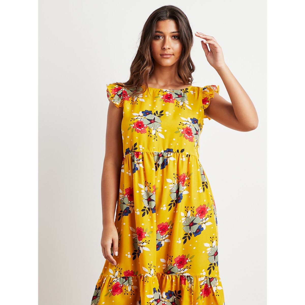 فستان طويل مطبوع بتفاصيل كشكش من ستايلي-women-clothing-dresses-image-2