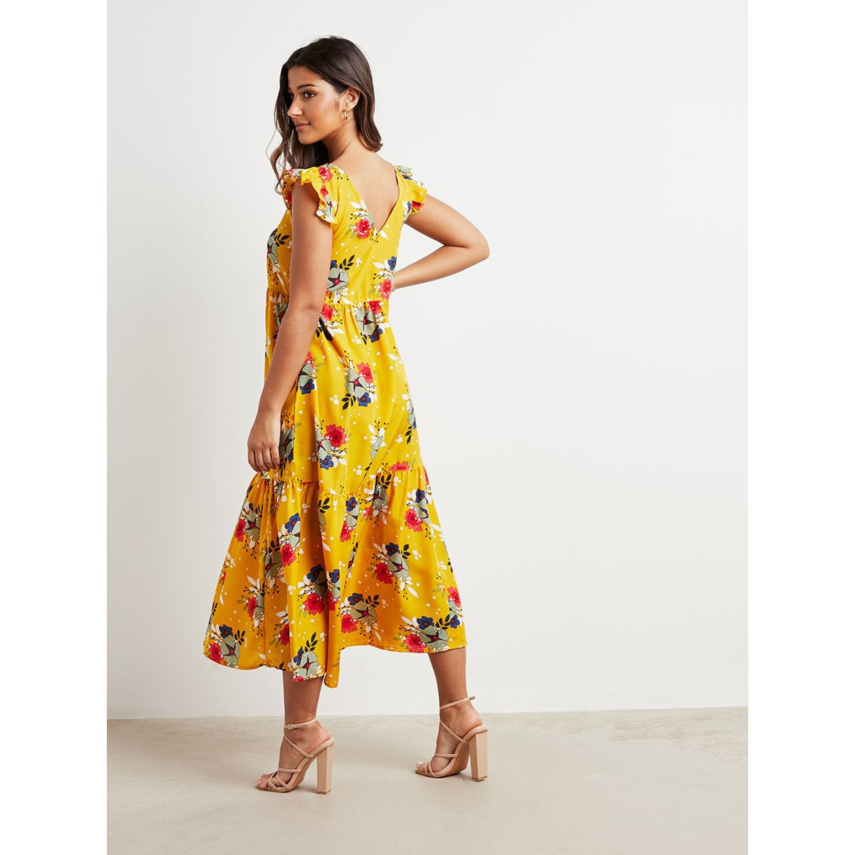 فستان طويل مطبوع بتفاصيل كشكش من ستايلي-women-clothing-dresses-image-3