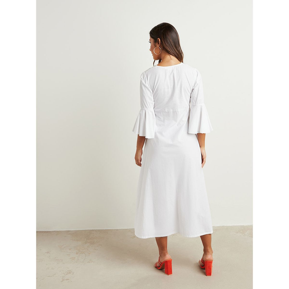 Styli Embroidered Yoke Detail Bell Sleeves A-Line Maxi Dress-women-clothing-dresses-image-4