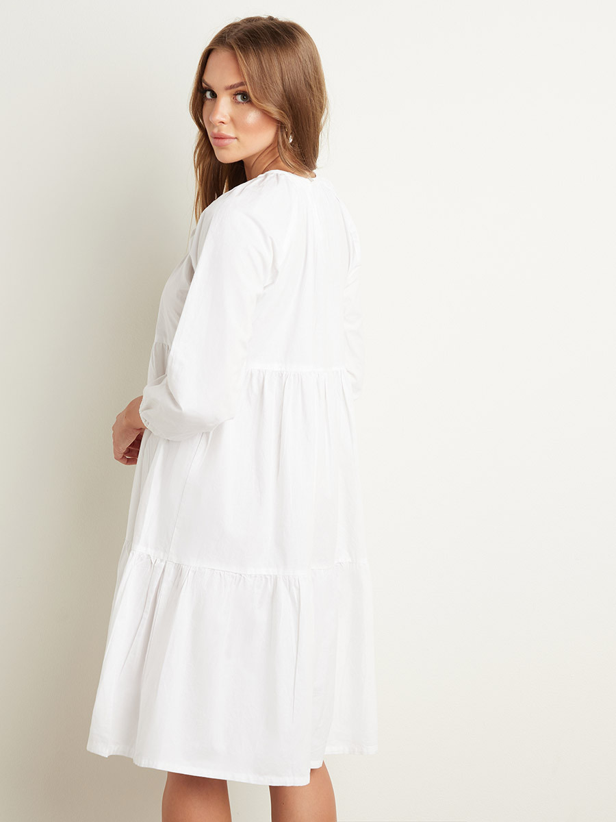 فستان ميدي بكشكش وأكمام طويلة من ستايلي-women-clothing-dresses-image-2