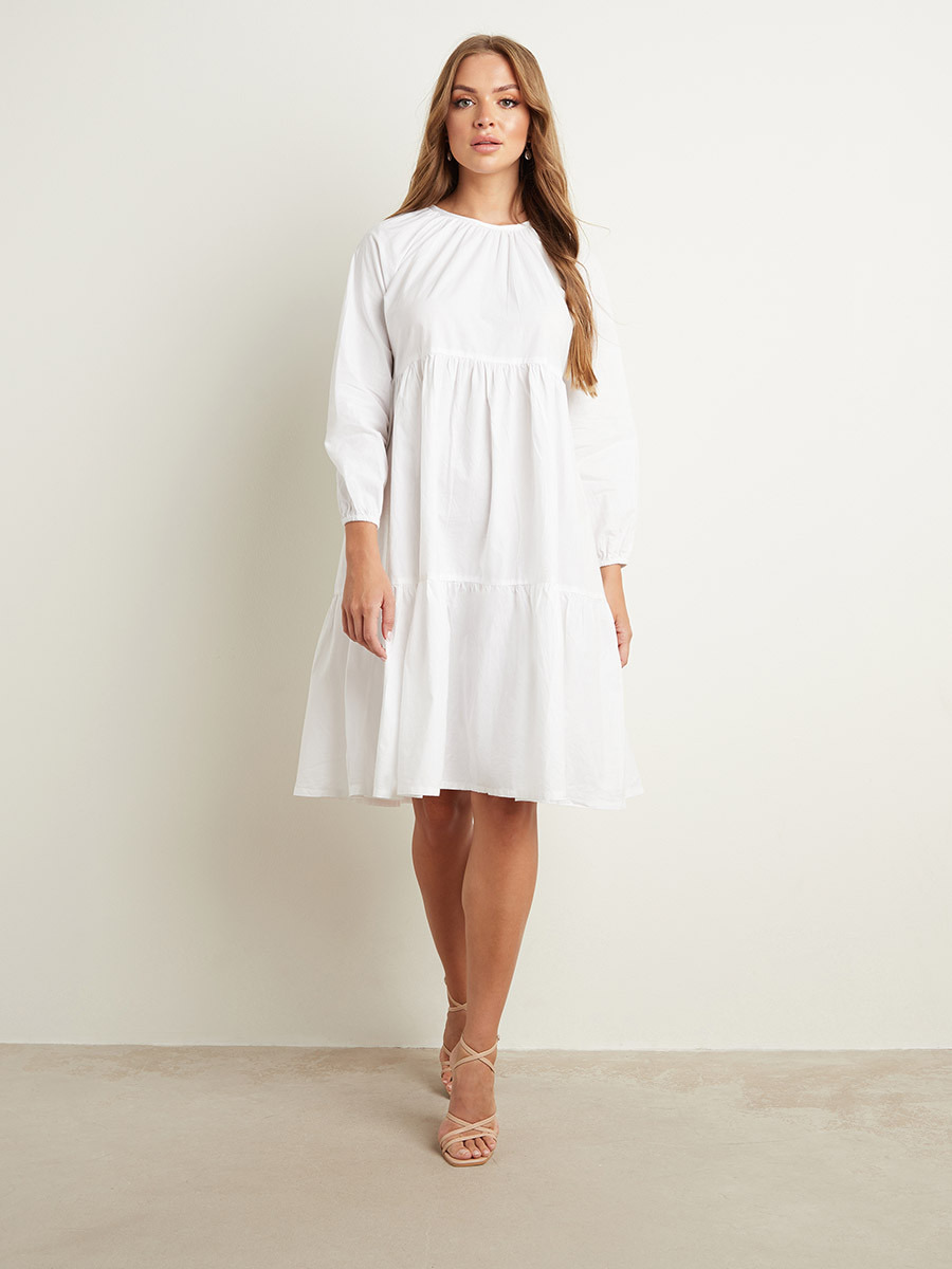 فستان ميدي بكشكش وأكمام طويلة من ستايلي-women-clothing-dresses-image-4