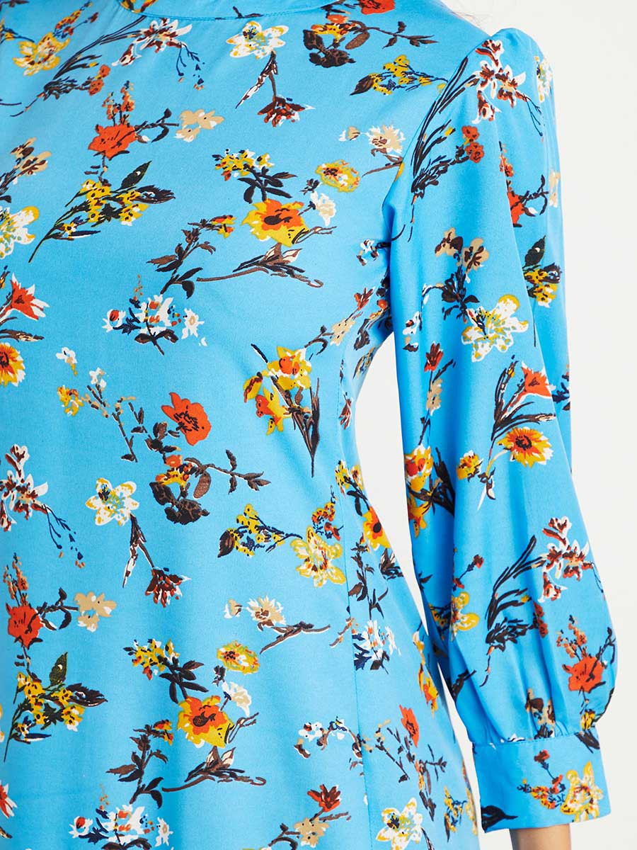 Floral Printed Drop Waist Tiered Maxi Dress with Long Sleeves-women-clothing-dresses-image-4