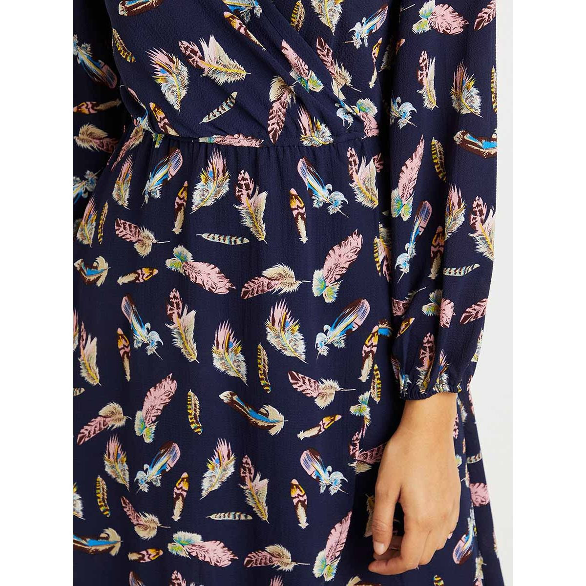 Styli Feather Print Wrap Midi Dress with Long Sleeves-women-clothing-dresses-image-4