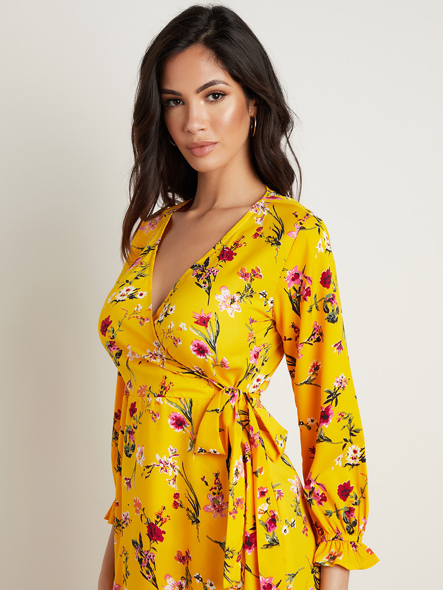 Floral Printed Wrap Around Midi Dress-women-clothing-dresses-image-2