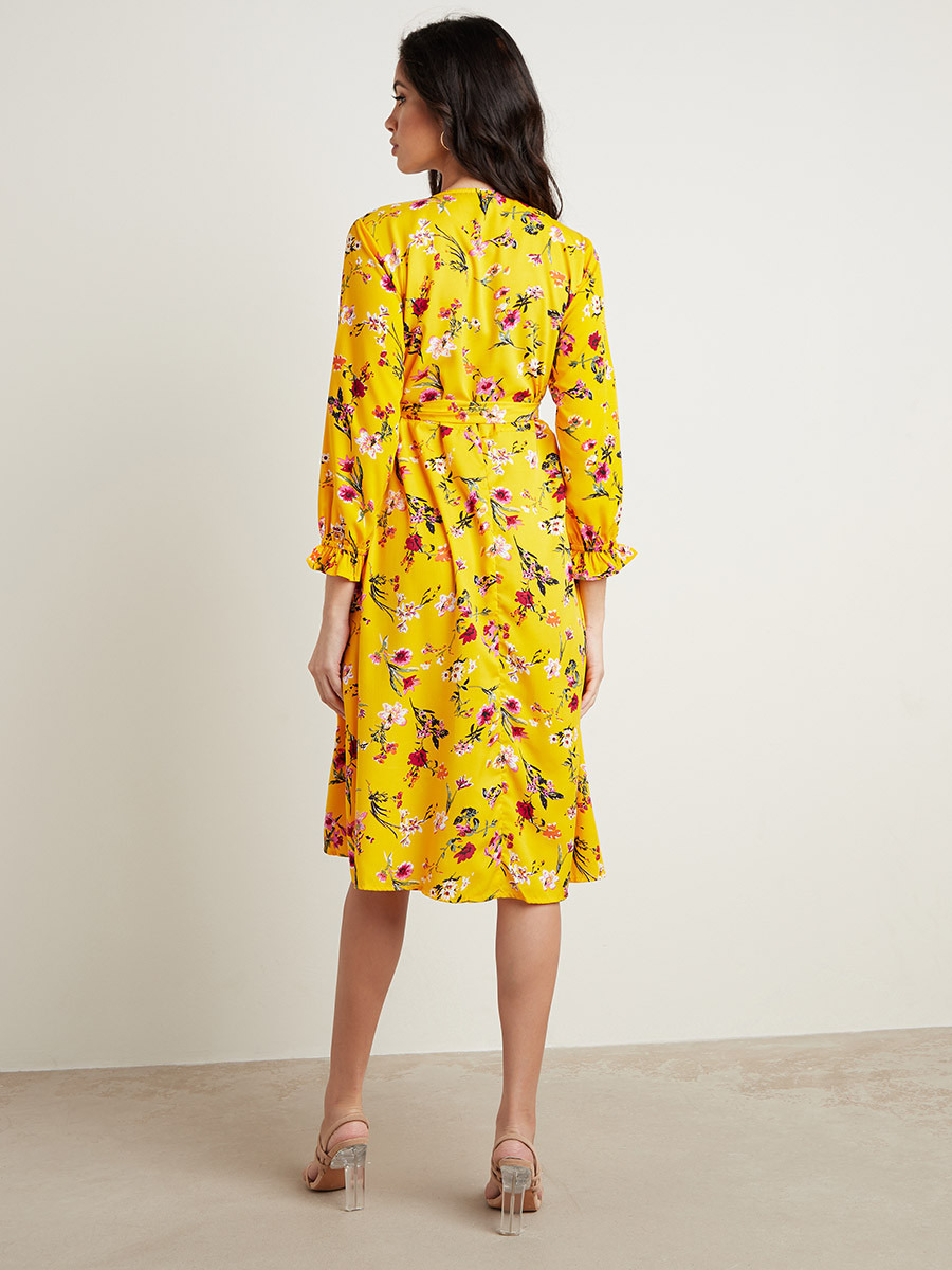 Floral Printed Wrap Around Midi Dress-women-clothing-dresses-image-3