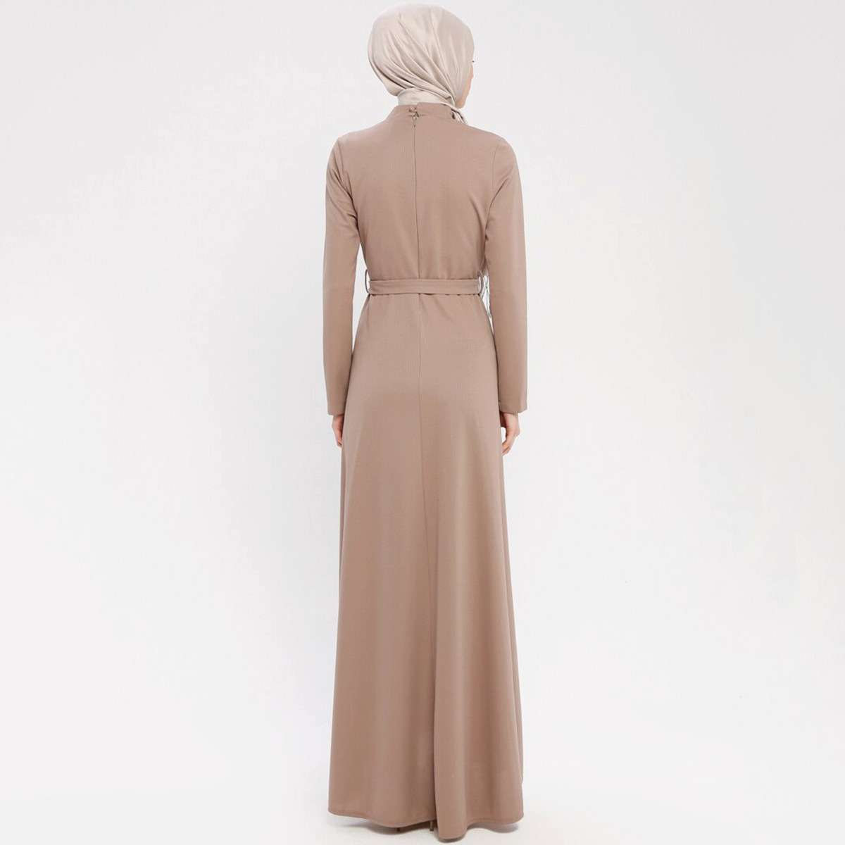 Women Textured Back Zipper Maxi Dress ZENANE By Modanisa-women-clothing-dresses-image-6