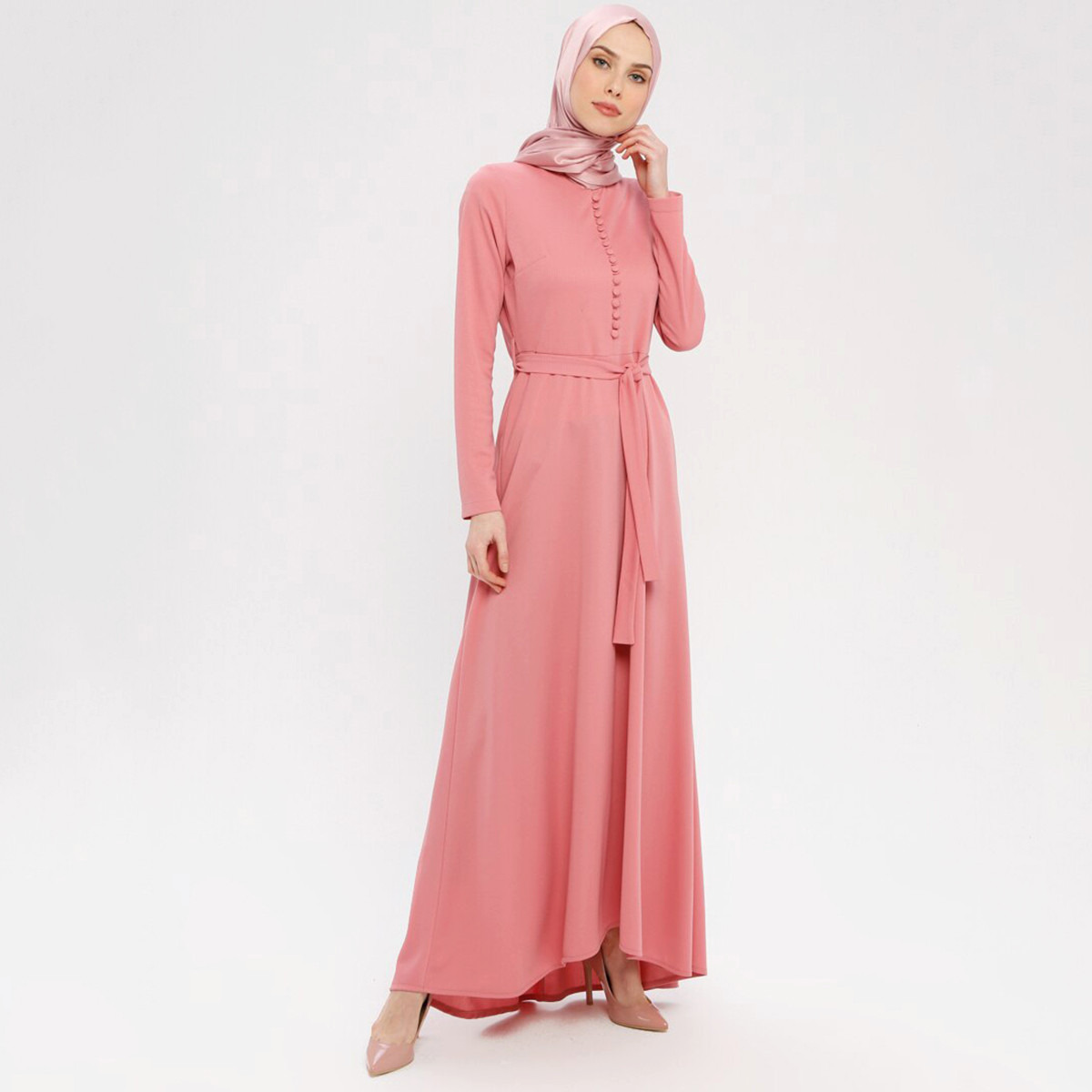 Women Textured Back Zipper Maxi Dress ZENANE By Modanisa-women-clothing-dresses-image-1
