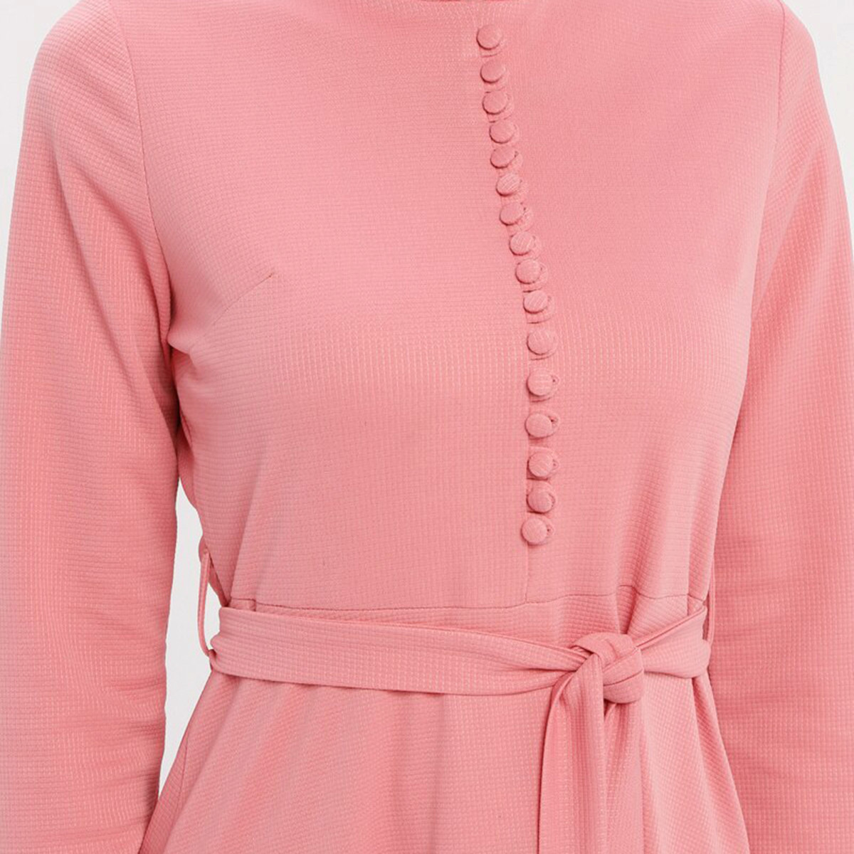 Women Textured Back Zipper Maxi Dress ZENANE By Modanisa-women-clothing-dresses-image-4