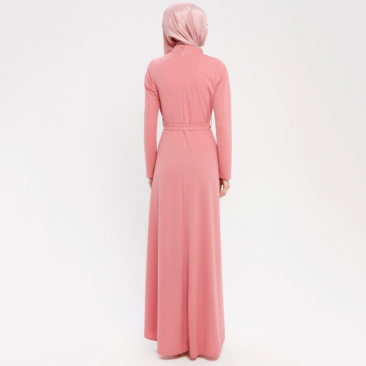 Women Textured Back Zipper Maxi Dress ZENANE By Modanisa-women-clothing-dresses-image-5