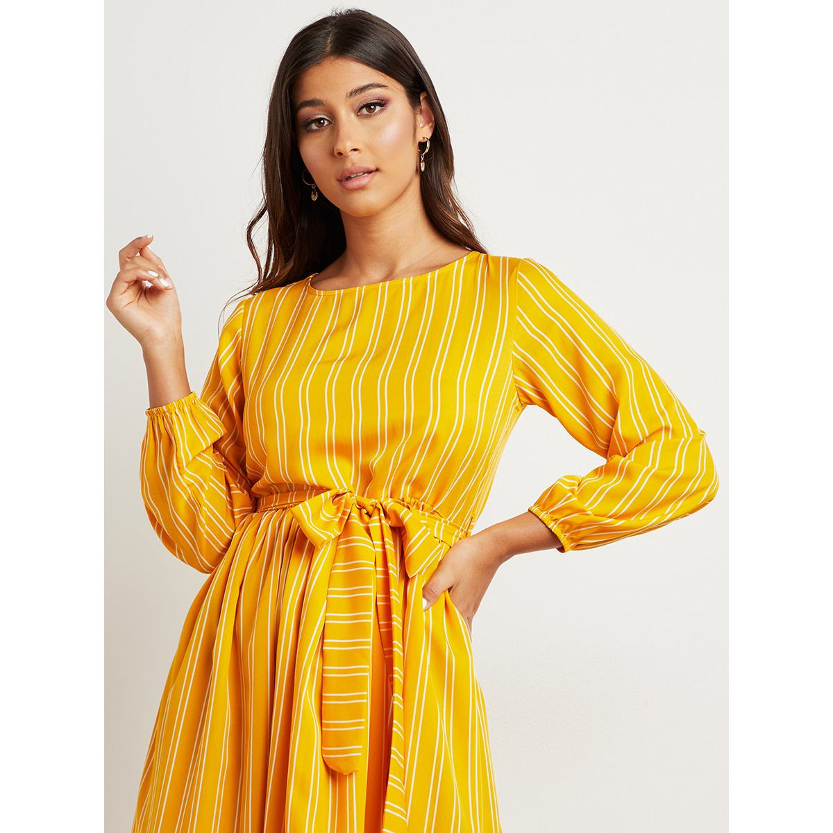 فستان ميدي مخطط بربطة خصر-women-clothing-dresses-image-3