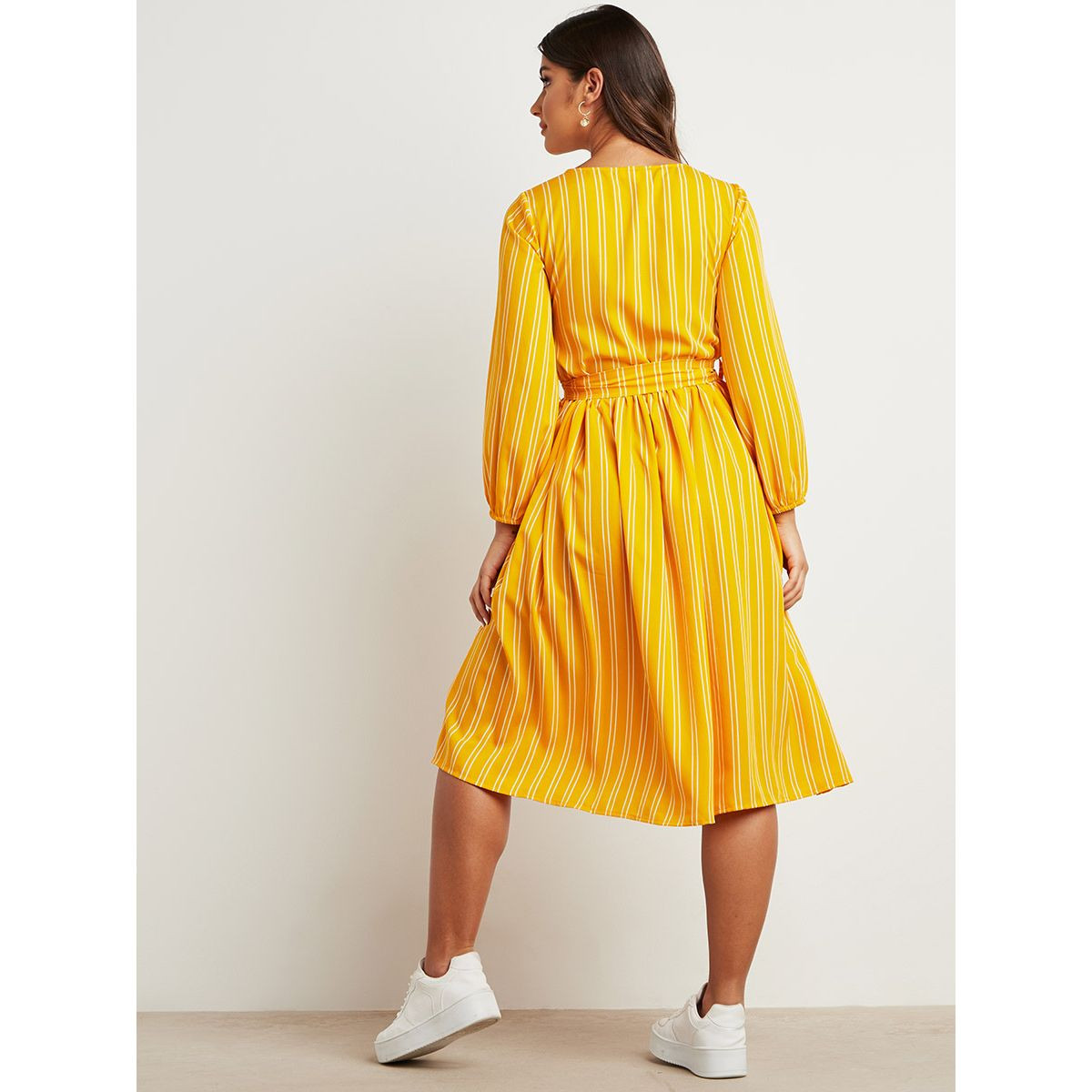 فستان ميدي مخطط بربطة خصر-women-clothing-dresses-image-4