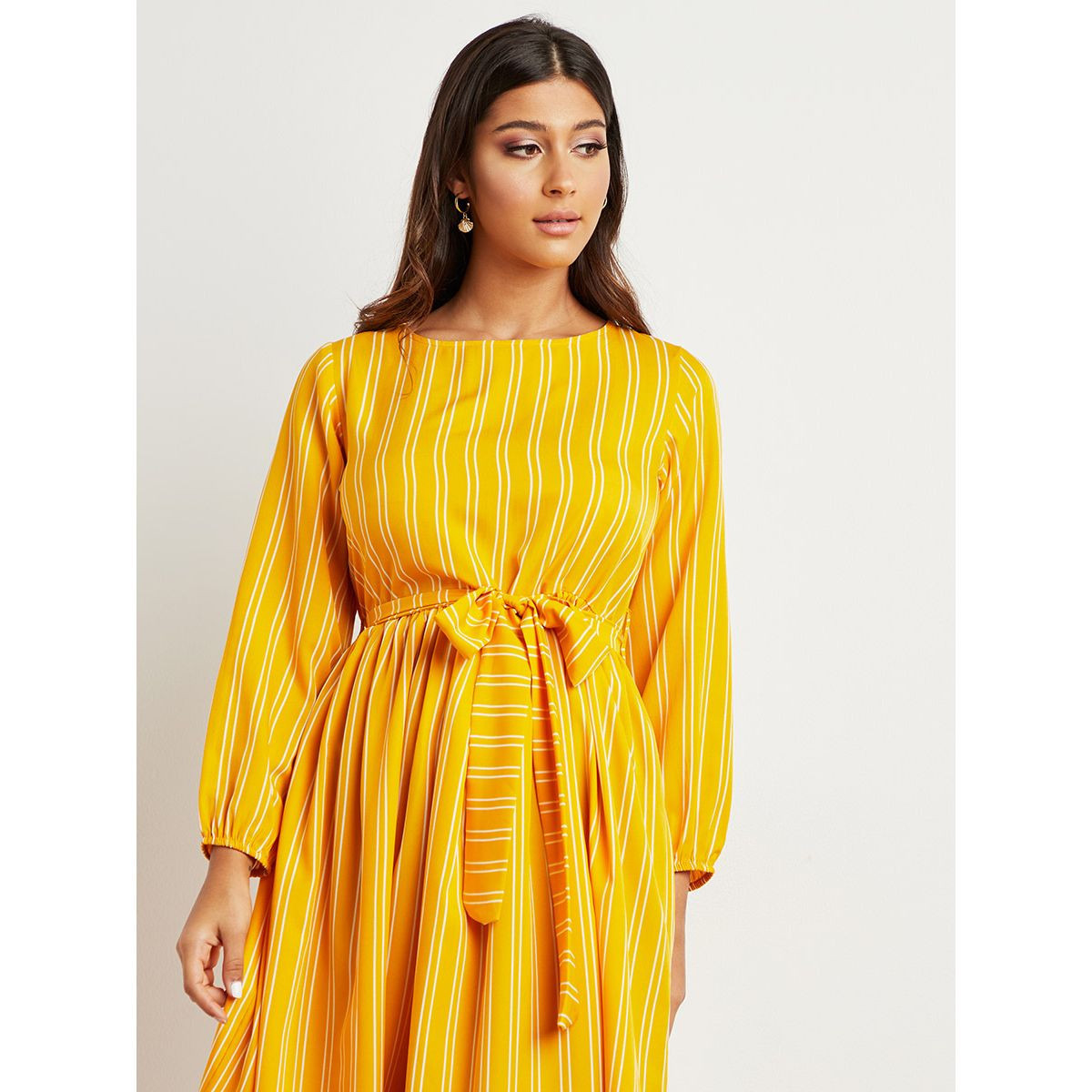 فستان ميدي مخطط بربطة خصر-women-clothing-dresses-image-5