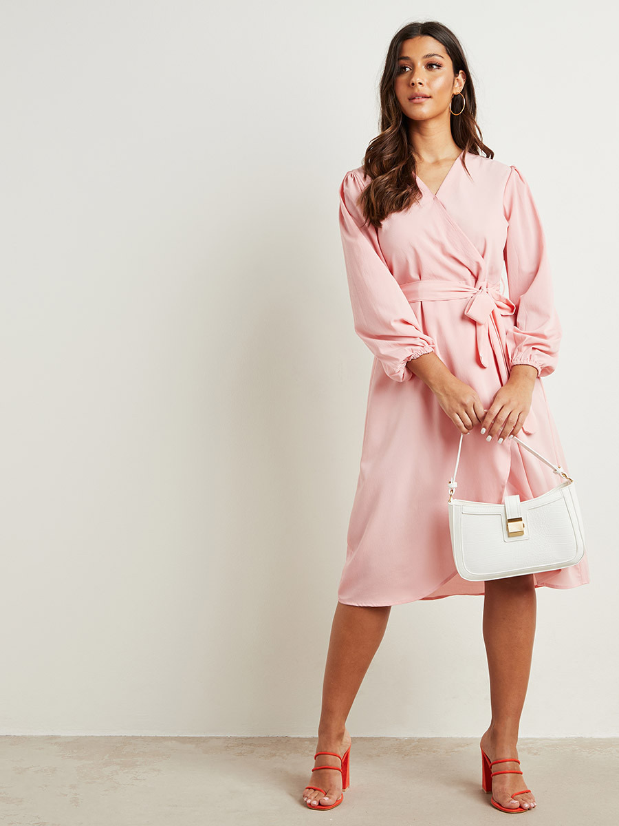 فستان ميدي بأكمام طويلة وربطة خصر-women-clothing-dresses-image-2
