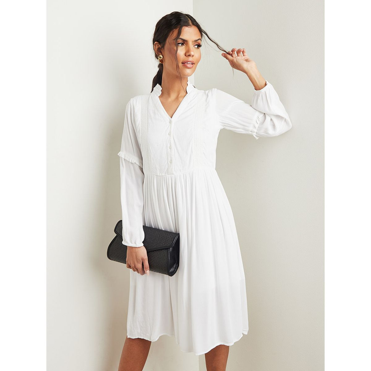 فستان ميدي بكسرات وأزرار من ستايلي-women-clothing-dresses-image-1
