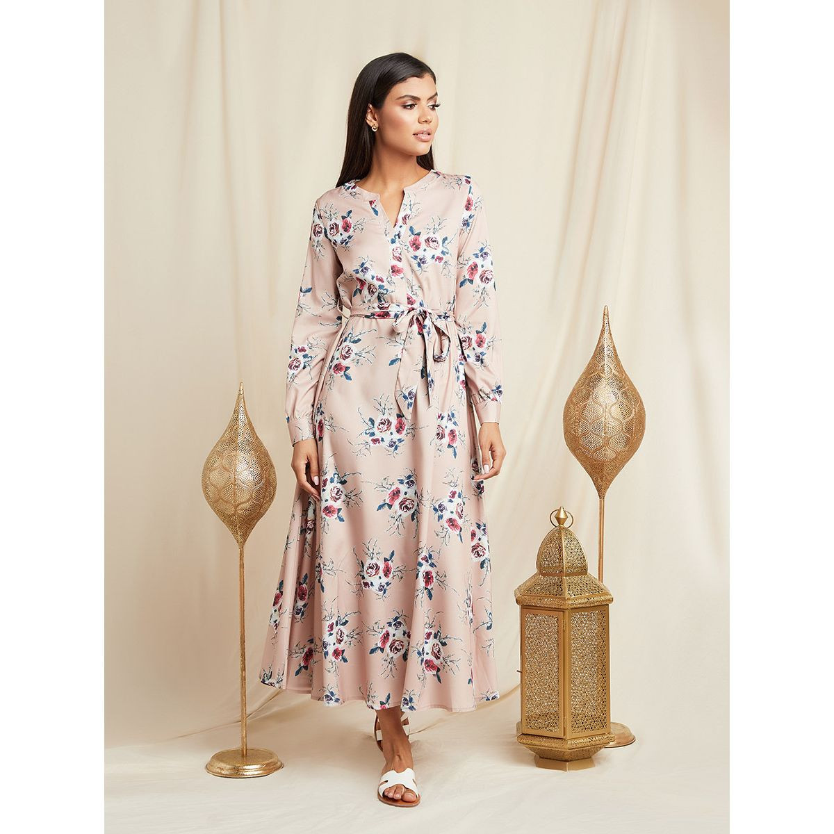 Styli Floral Printed Wrap Maxi Dress with Slit Neck-women-clothing-dresses-image-1