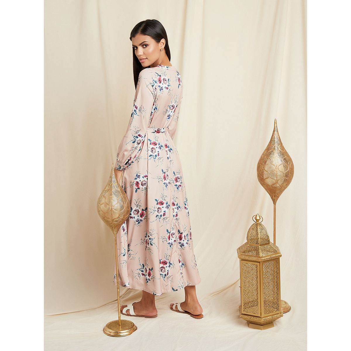 Styli Floral Printed Wrap Maxi Dress with Slit Neck-women-clothing-dresses-image-2
