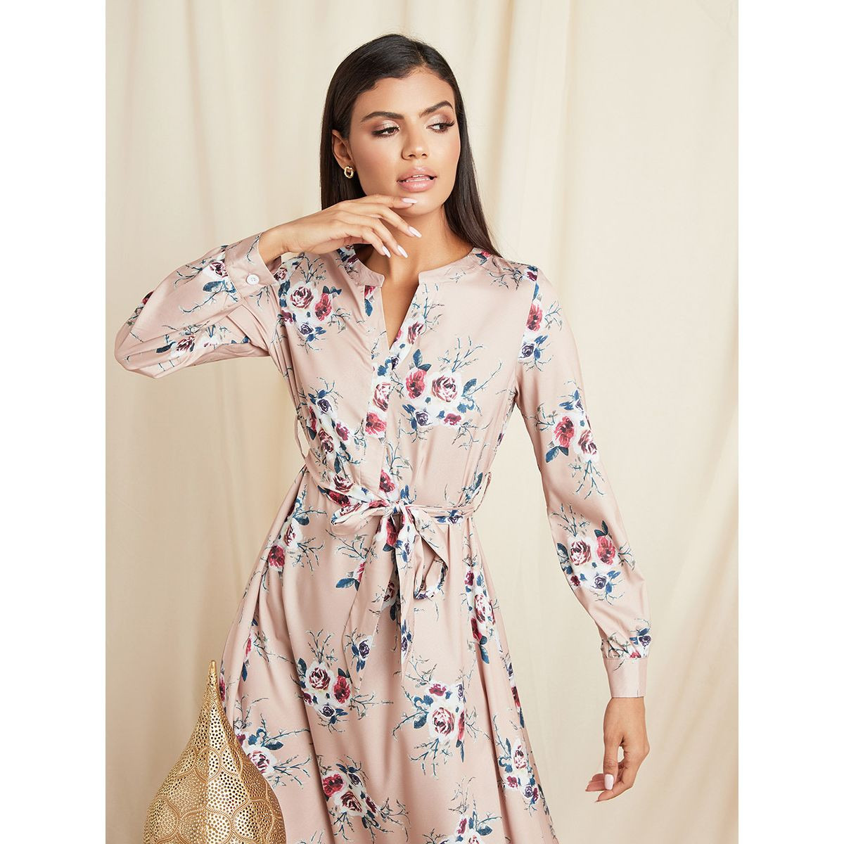Styli Floral Printed Wrap Maxi Dress with Slit Neck-women-clothing-dresses-image-3