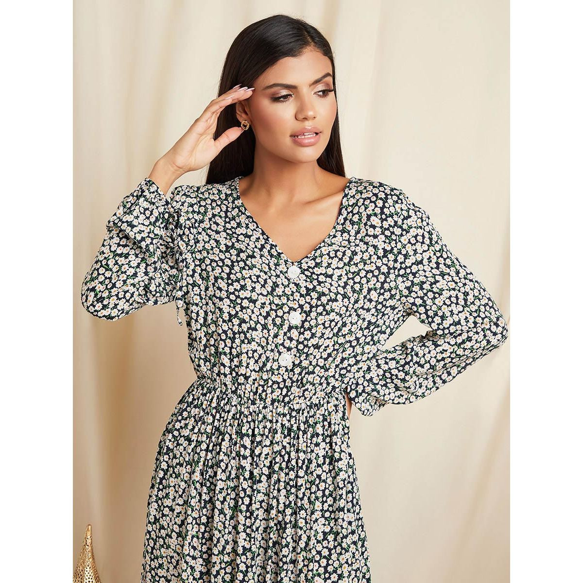 فستان ميدي مطبوع بأكمام طويلة من ستايلي-women-clothing-dresses-image-6