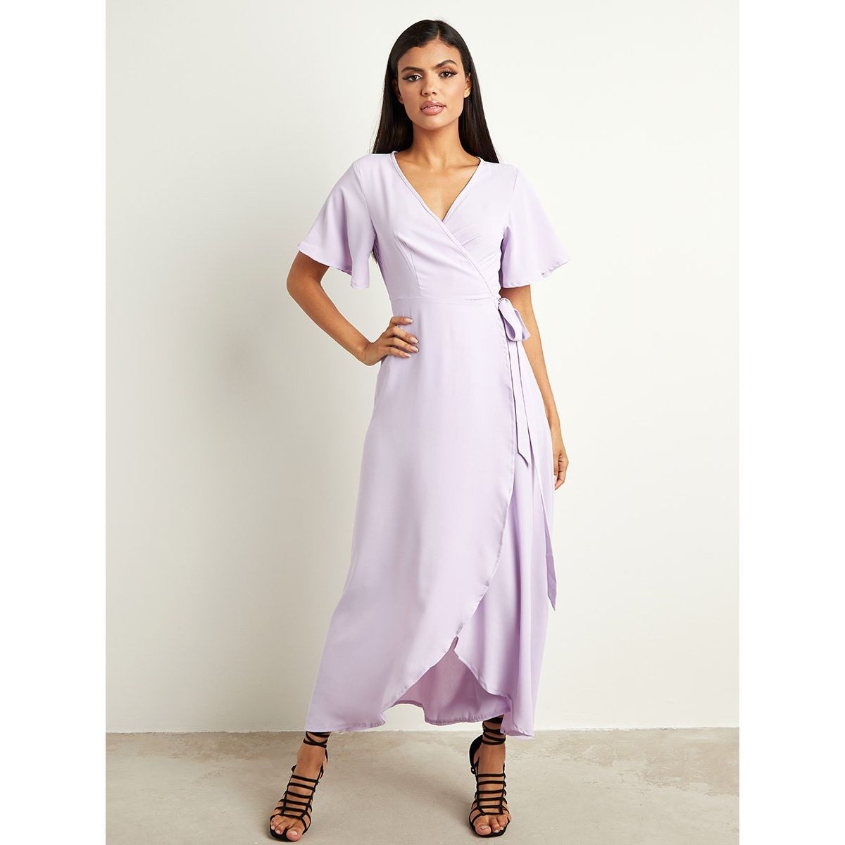 فستان طويل بربطة خصر وأكمام قصيرة من ستايلي-women-clothing-dresses-image-5