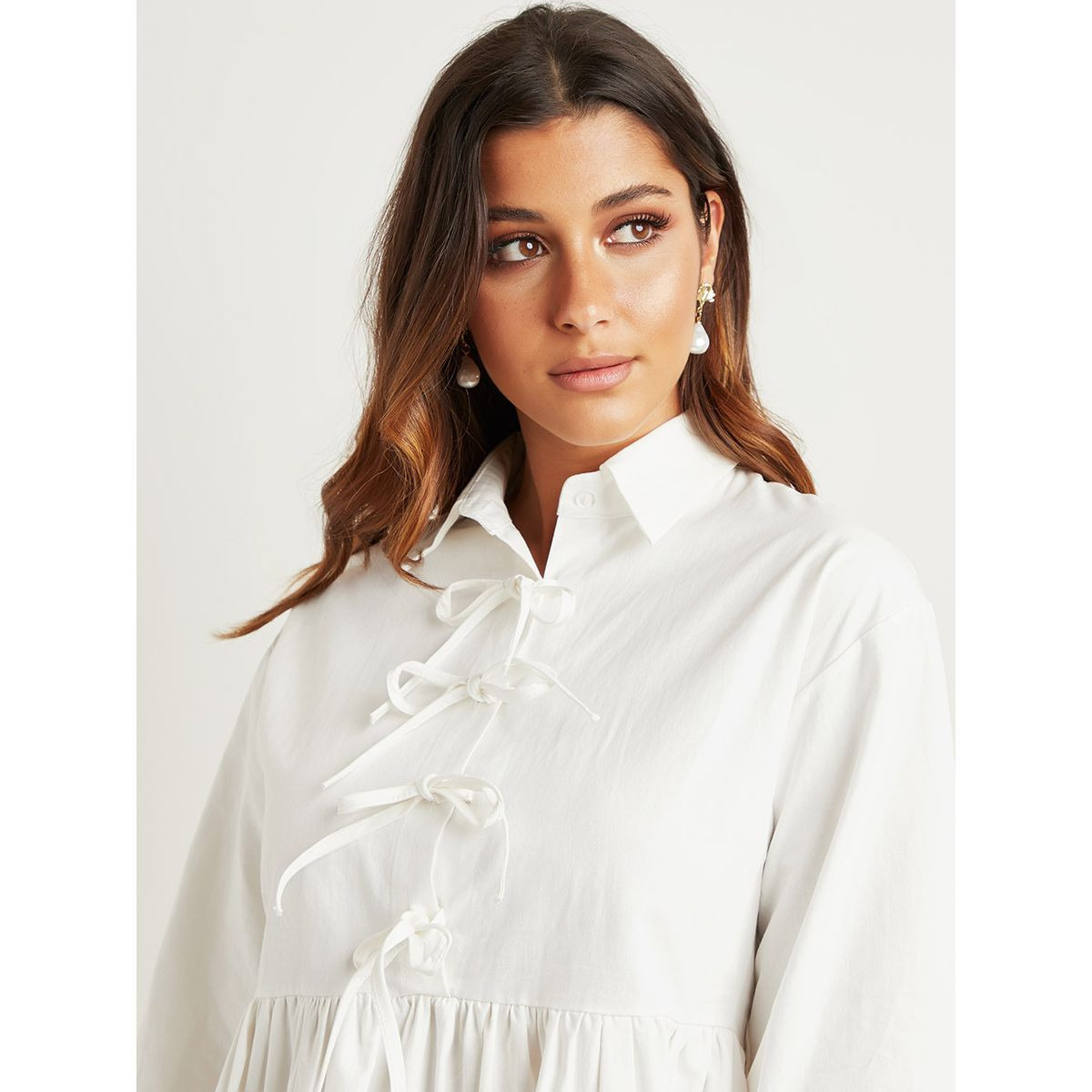 فستان ميدي بأكمام طويلة وربطة أمامية من ستايلي-women-clothing-dresses-image-2