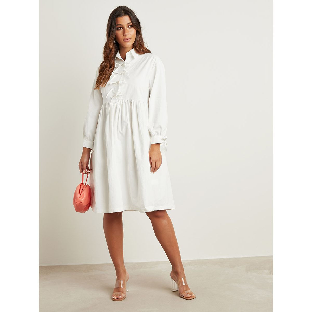 فستان ميدي بأكمام طويلة وربطة أمامية من ستايلي-women-clothing-dresses-image-5