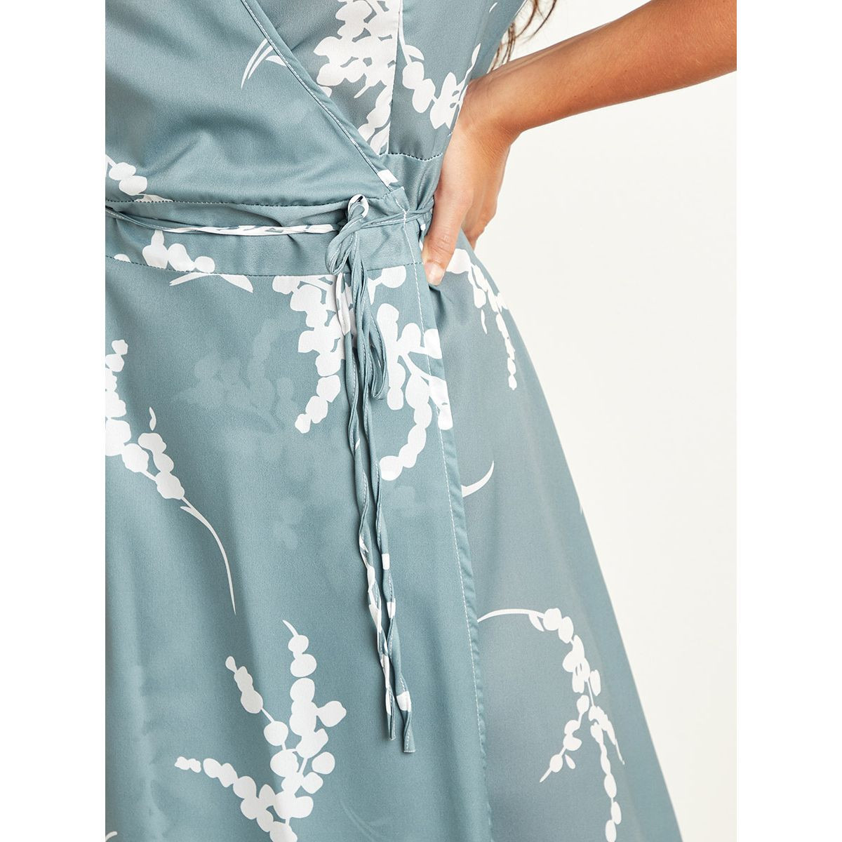 Styli Floral Printed Wrap Around Midi Dress with Tie-Waist Closure-women-clothing-dresses-image-5
