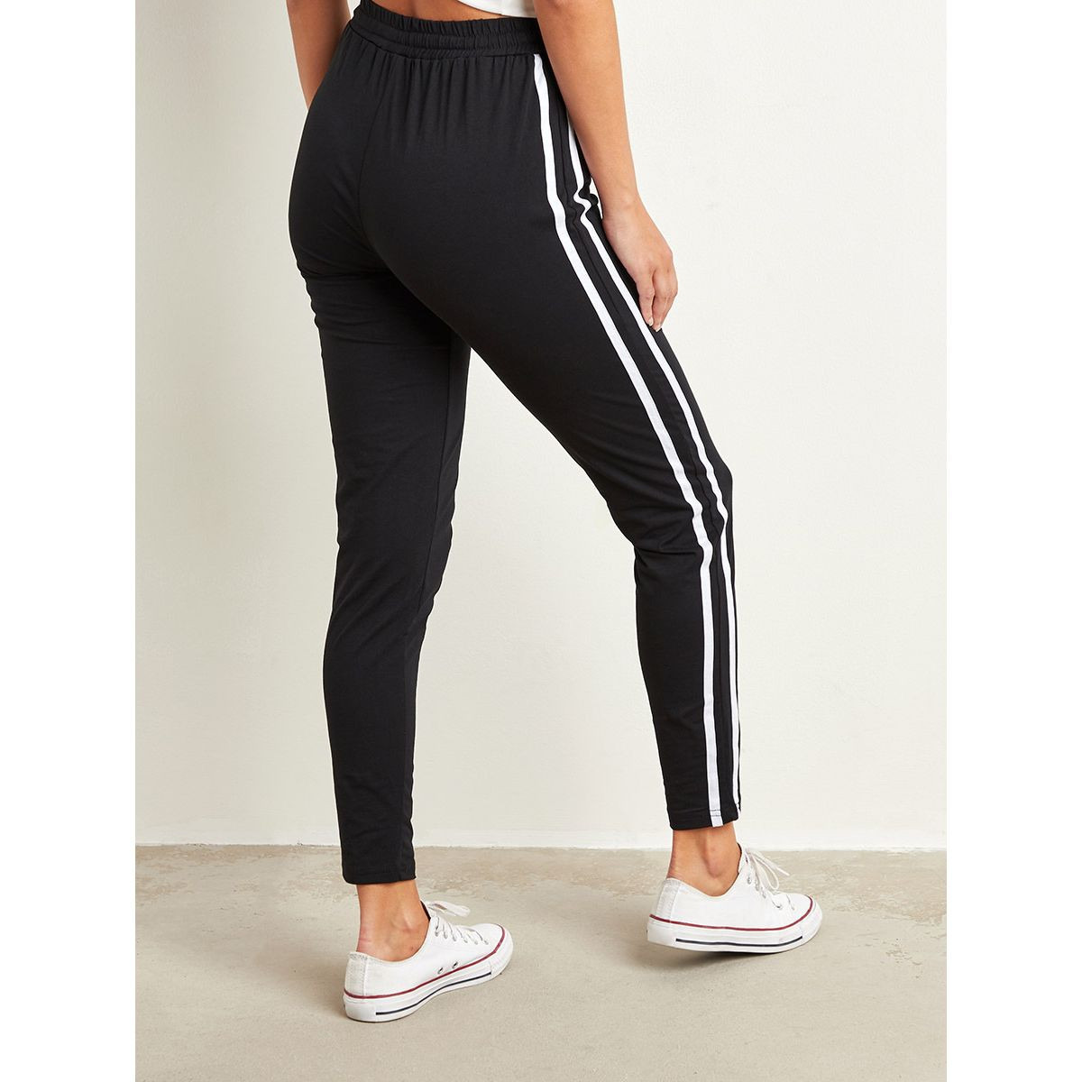 Styli Double Side Striped Leggings with Drawstring Waistband-women-clothing-leggings-image-5