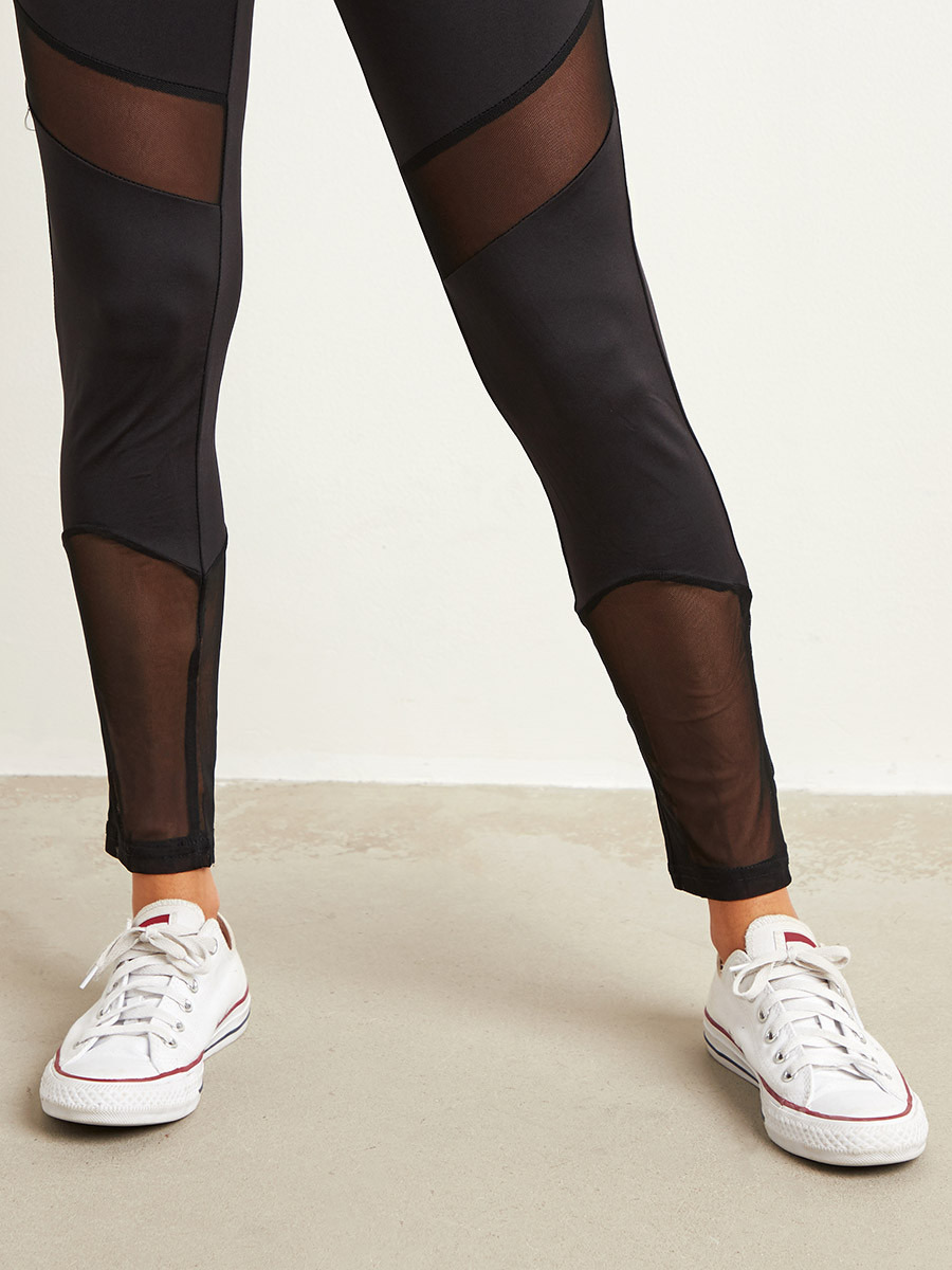 Styli Elasticated Waistband Leggings with Mesh Insert-women-clothing-leggings-image-3