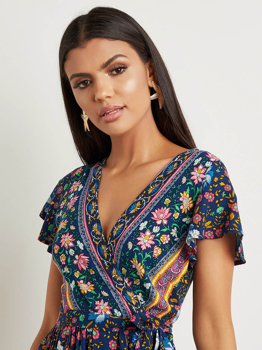 Styli Floral Print Aline Wrap Maxi Dress with Short Sleeves-women-clothing-dresses-image-3
