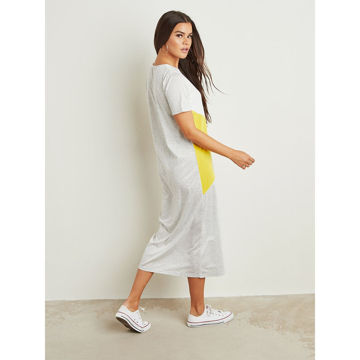 Styli Colorblock Contrast Sleeves T-shirt Midi Dress-women-clothing-dresses-image-2