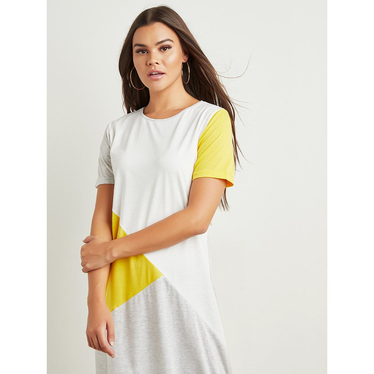 Styli Colorblock Contrast Sleeves T-shirt Midi Dress-women-clothing-dresses-image-3