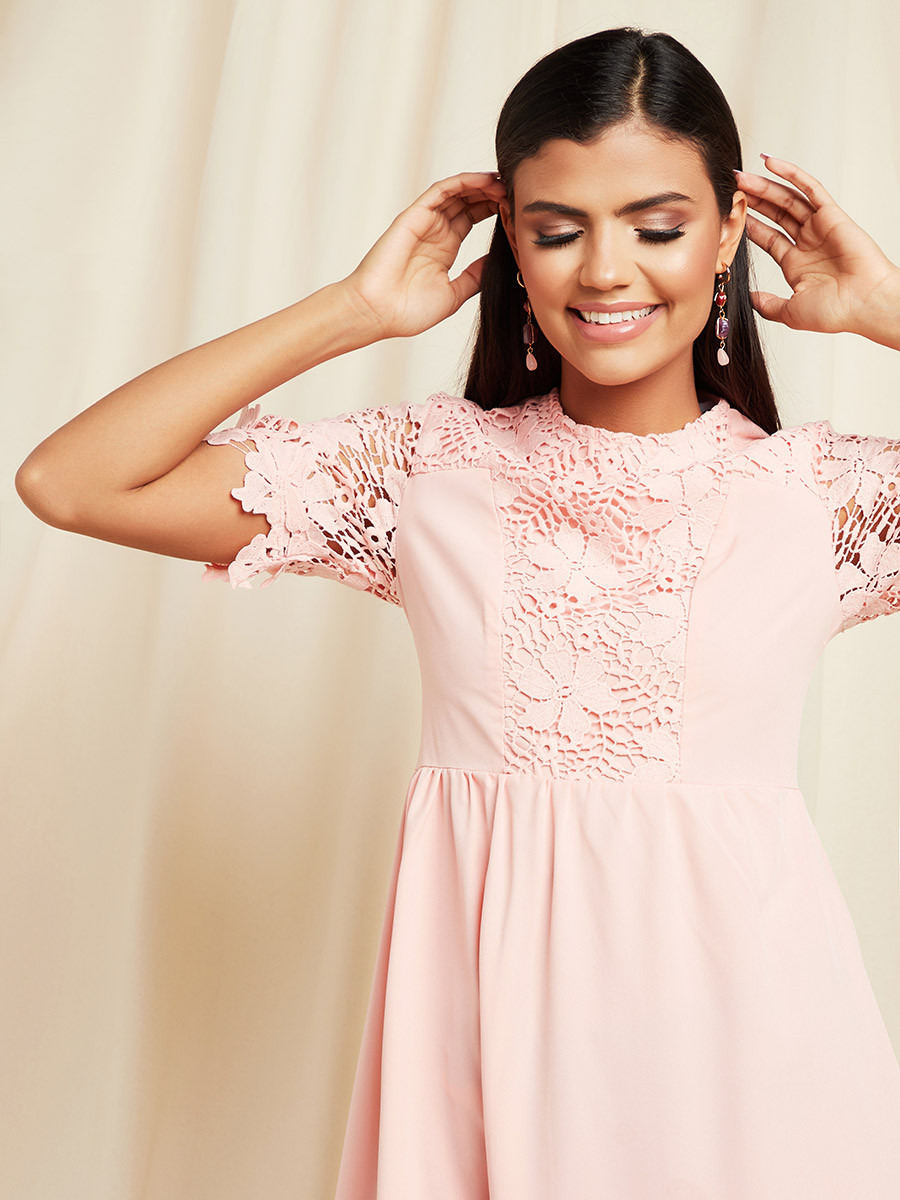 Styli Floral Lace Sleeves A-Line Midi Dress-women-clothing-dresses-image-2