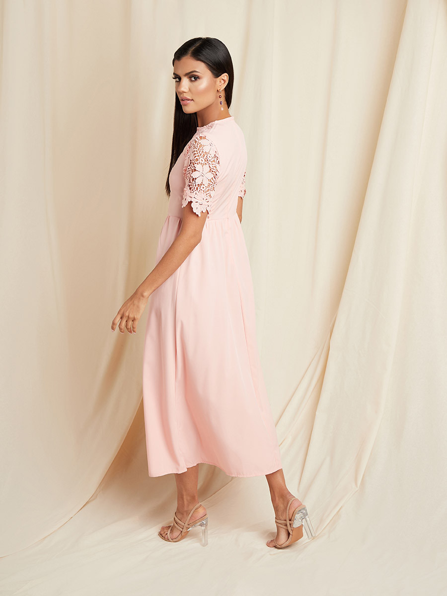 Styli Floral Lace Sleeves A-Line Midi Dress-women-clothing-dresses-image-4