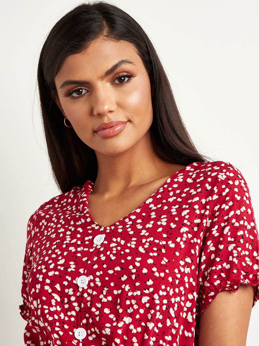 فستان ميدي مطبوع بزهور وأكمام قصييرة من ستايلي-women-clothing-dresses-image-3