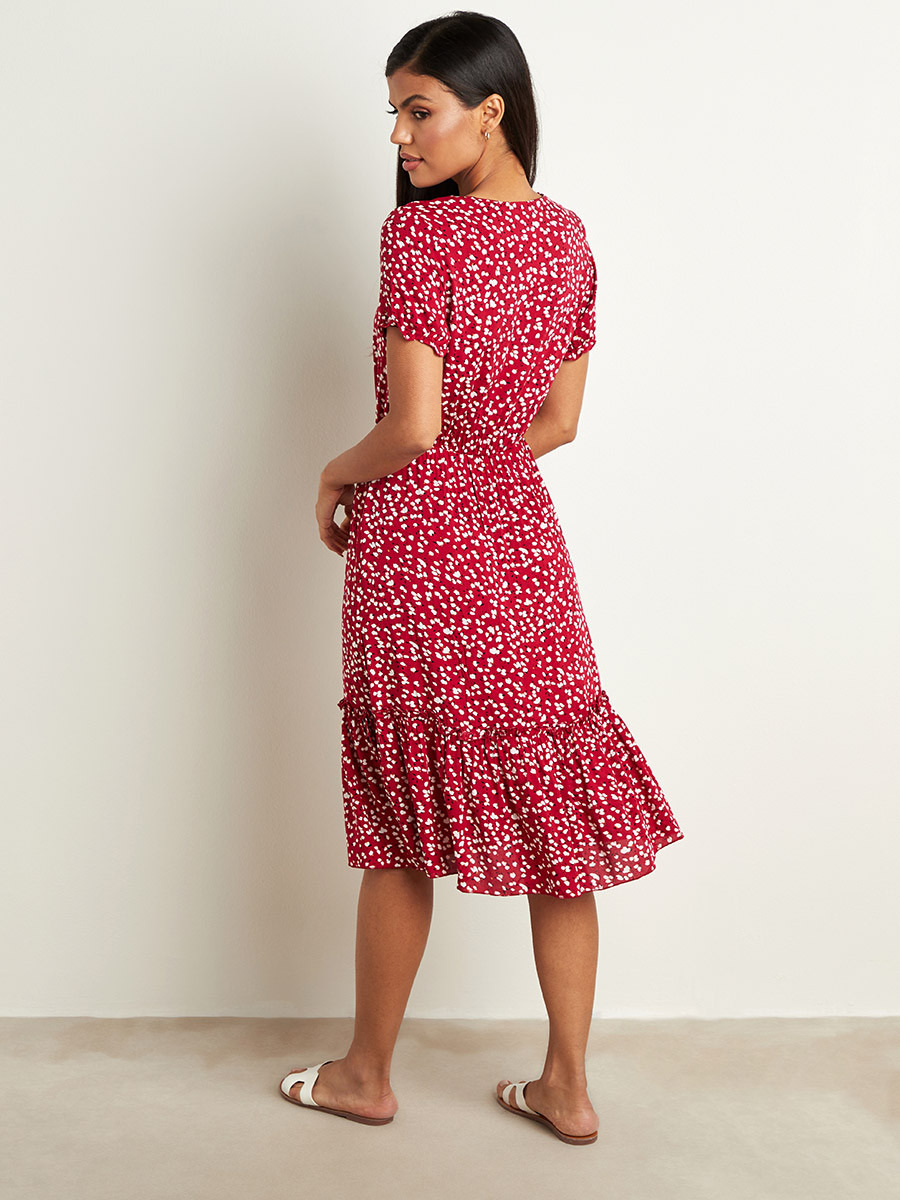 فستان ميدي مطبوع بزهور وأكمام قصييرة من ستايلي-women-clothing-dresses-image-5