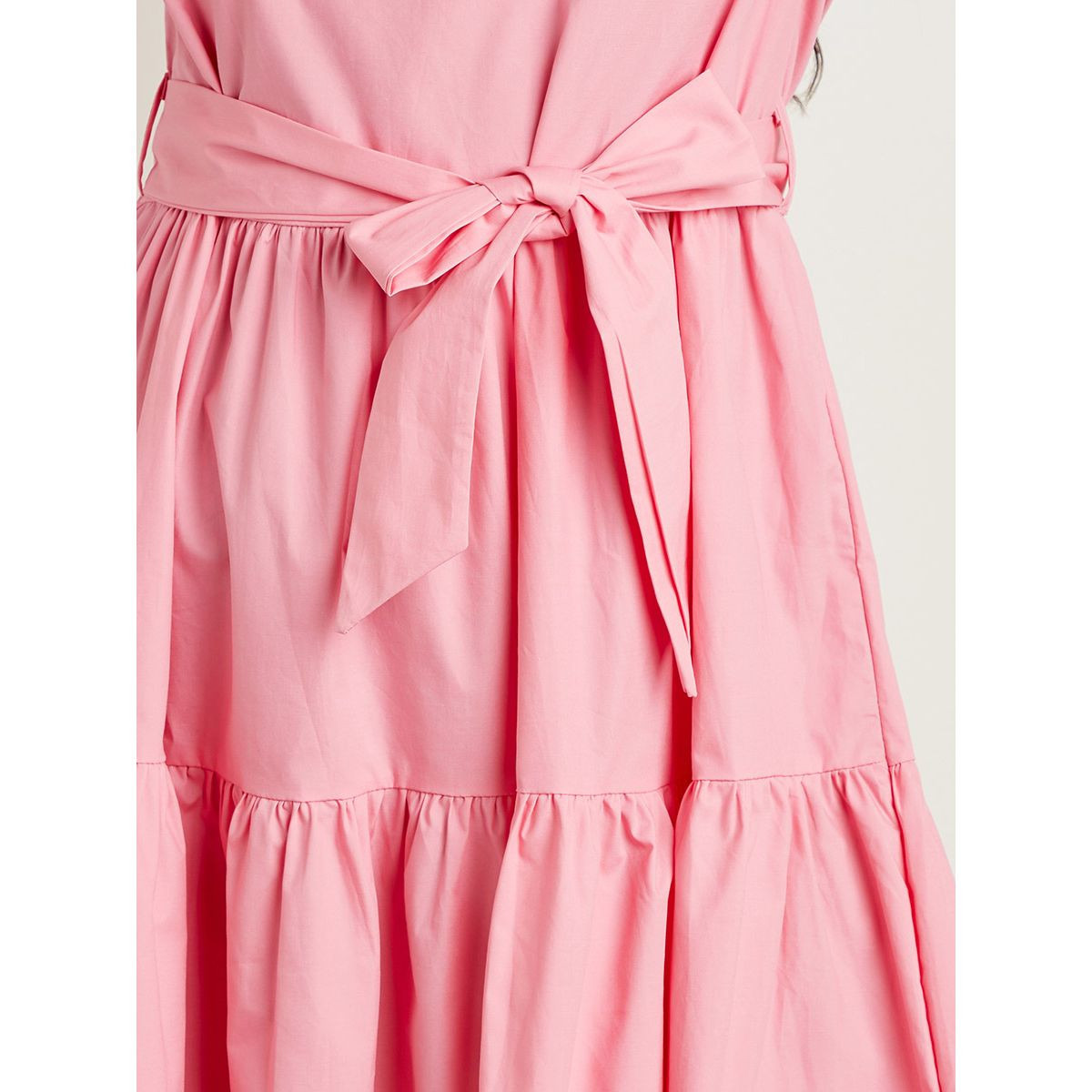 فستان ميدي سادة بكشكش وحزام من ستايلي-women-clothing-dresses-image-4