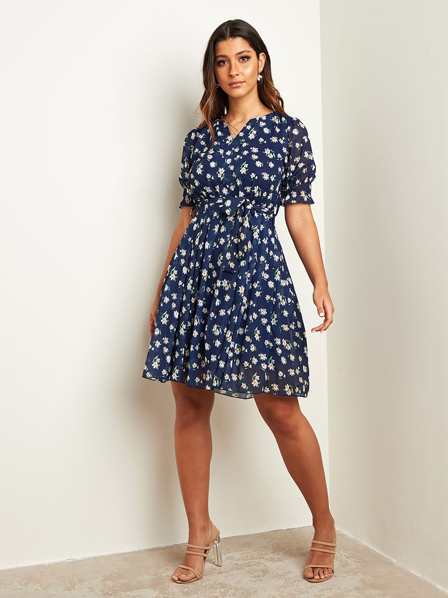 فستان ميدي مطبوع بربطة خصر من ستايلي-women-clothing-dresses-image-2