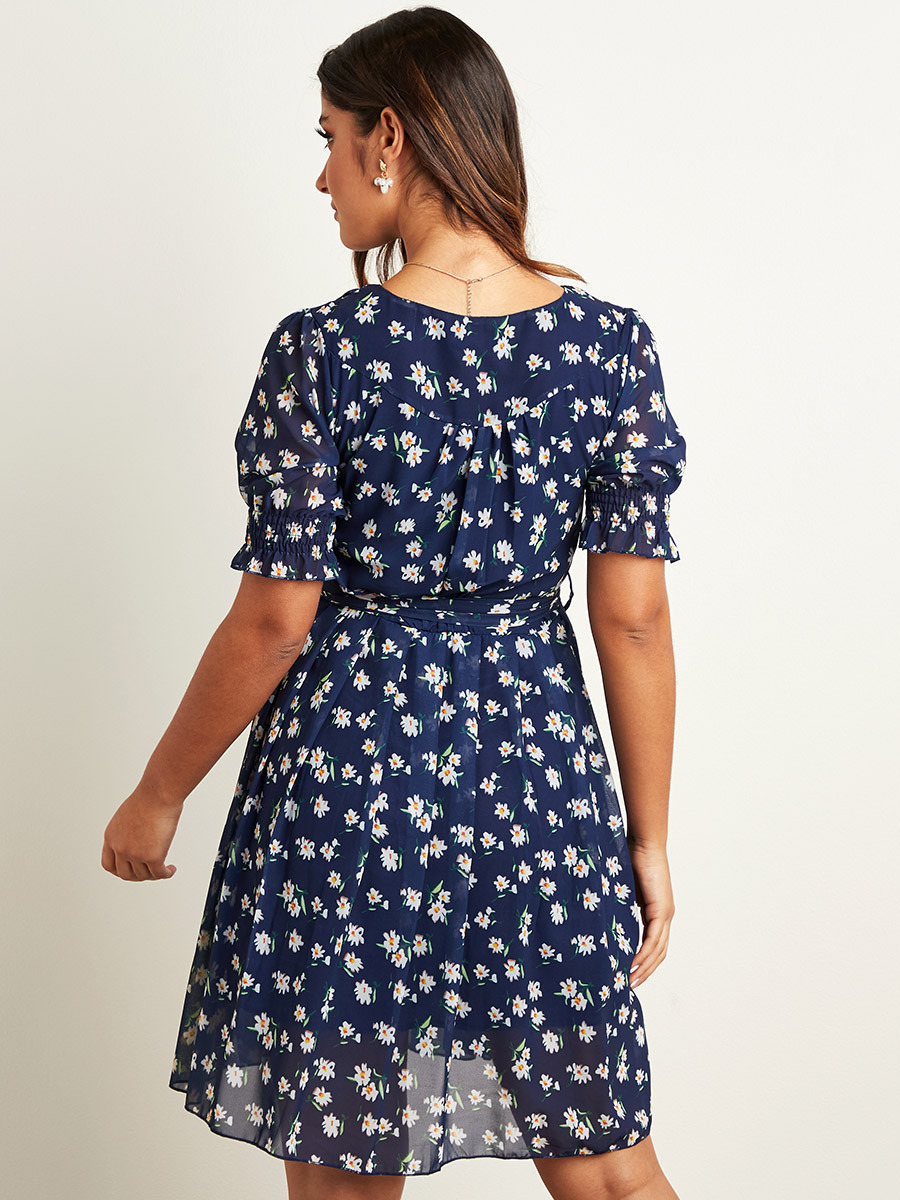 فستان ميدي مطبوع بربطة خصر من ستايلي-women-clothing-dresses-image-3