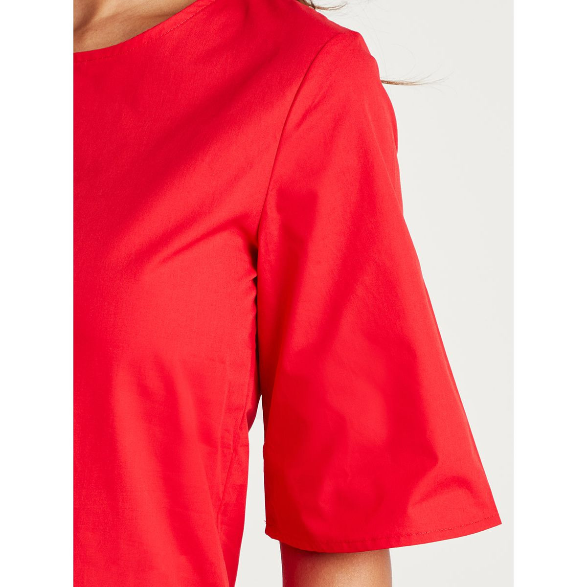 Styli Plain Round Neck Tiered Midi Dress with Short Sleeves-women-clothing-dresses-image-5