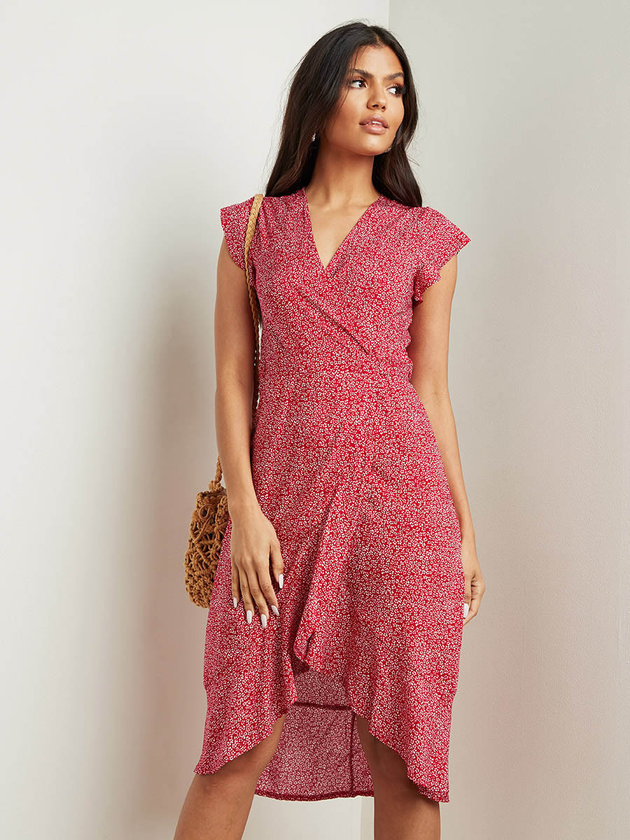 فستان ميدي مطبوع بربطة أمامية من ستايلي-women-clothing-dresses-image-2