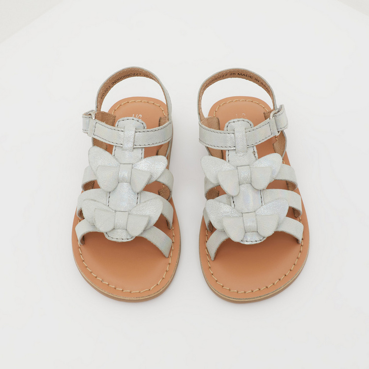 Bow Accent Sandals with Hook and Loop Closure