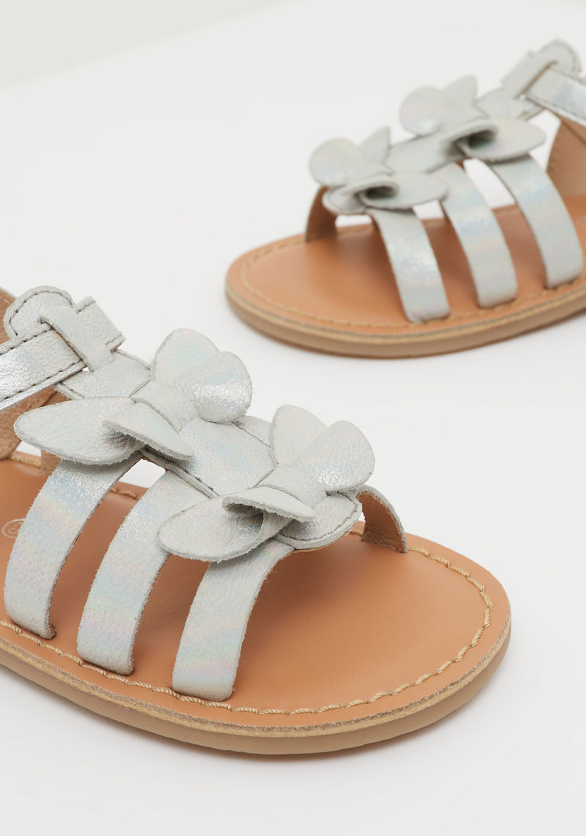 Bow Accent Sandals with Hook and Loop Closure-Girl%27s Sandals-image-3