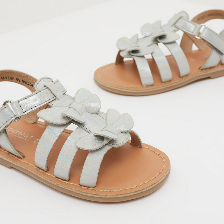 Bow Accent Sandals with Hook and Loop Closure